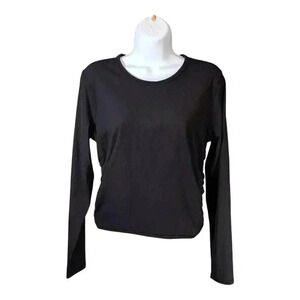 Lululemon Crop Top Ribbed Long Sleeve Black Women's 8